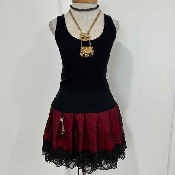 Victorian Goth Punk Fit & Flare Pleated Skirt - Picture 3 of 16